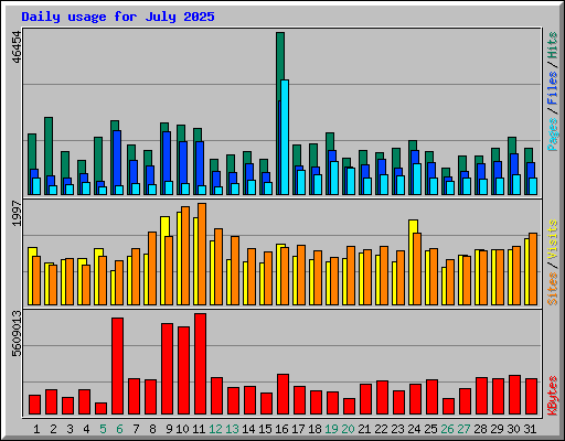 Daily usage for July 2025